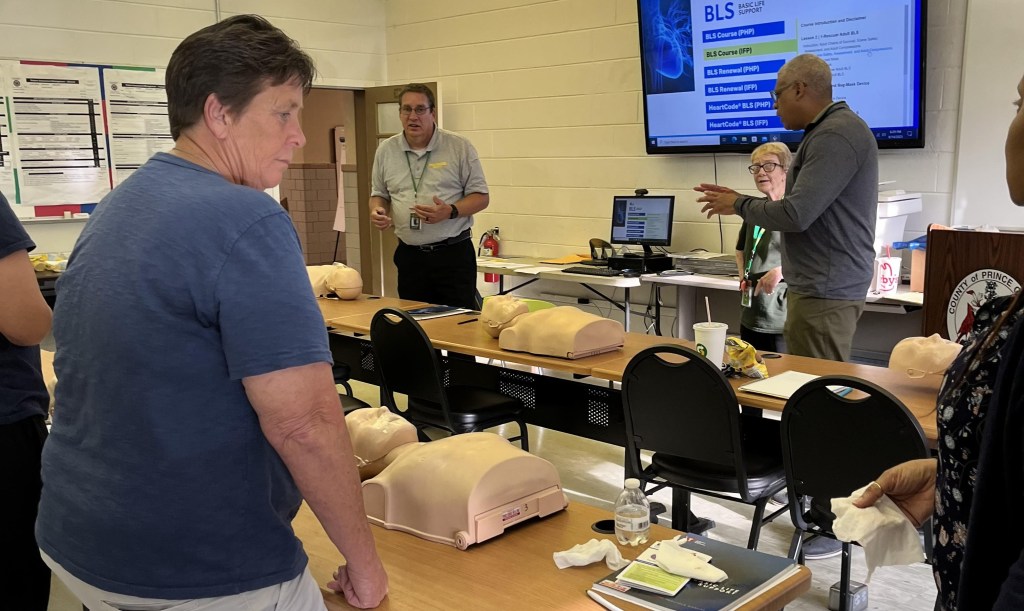 CPR Class August 2023. Visible in photo Brion Bear, Jan, Vince and Kim.